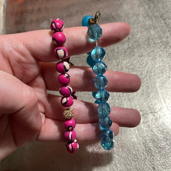 2 ermish stackable bracelets beaded bracelets, blue, pink - Picture 3 of 3